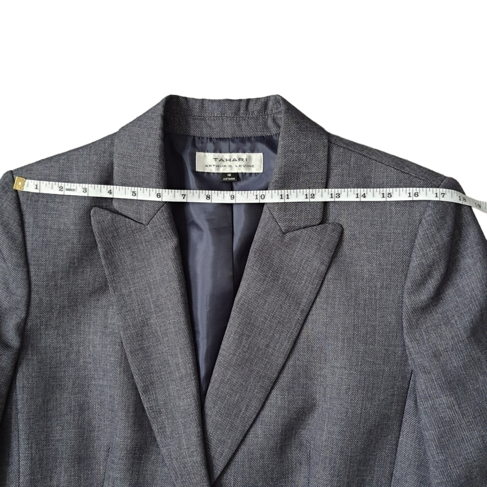 Tahari Arthur S. Levine Blue Blazer Business Career Jacket Crosshatch Size 18 - Picture 10 of 12
